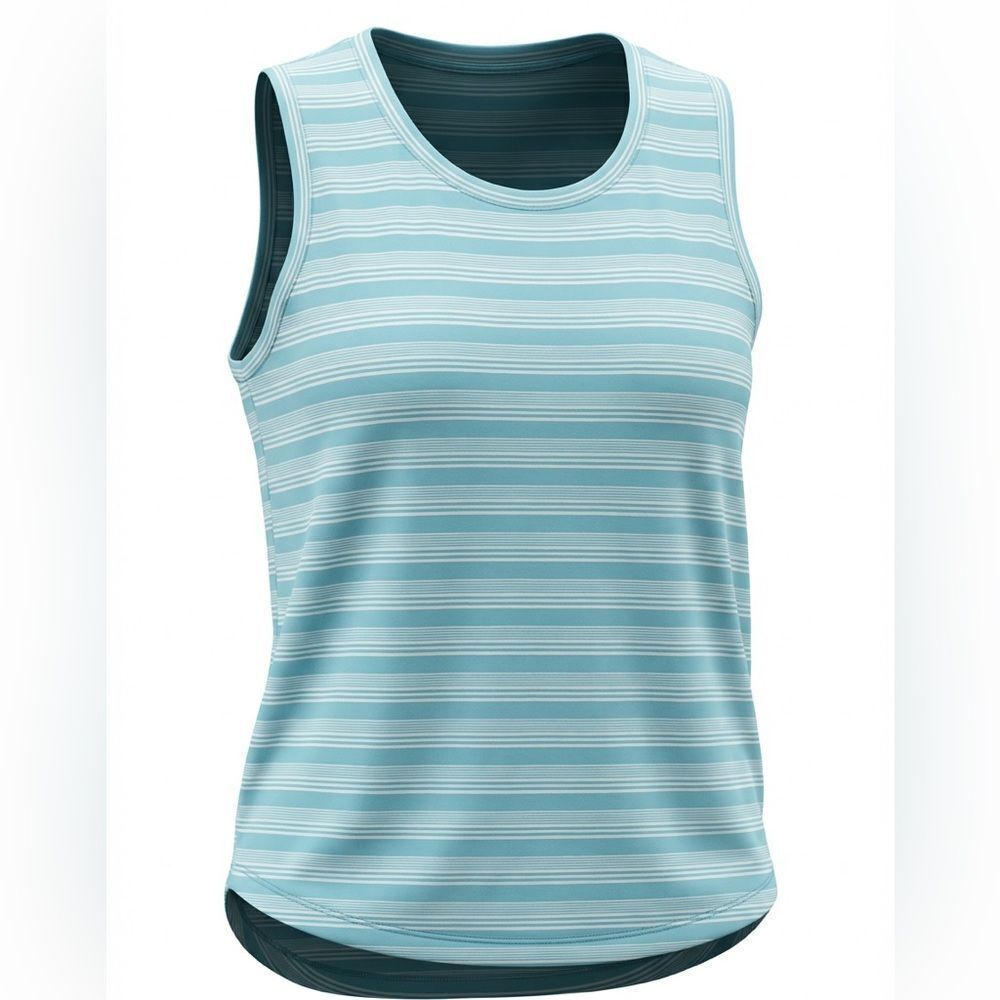 SOFT SURROUNDINGS WOMENS TANK TOP BLOUSE TURQUOISE WITH STRIPES SIZE XL